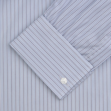 Navy and Light Blue Supraluxe Stripe Shirt with T&A Collar and Double Cuffs