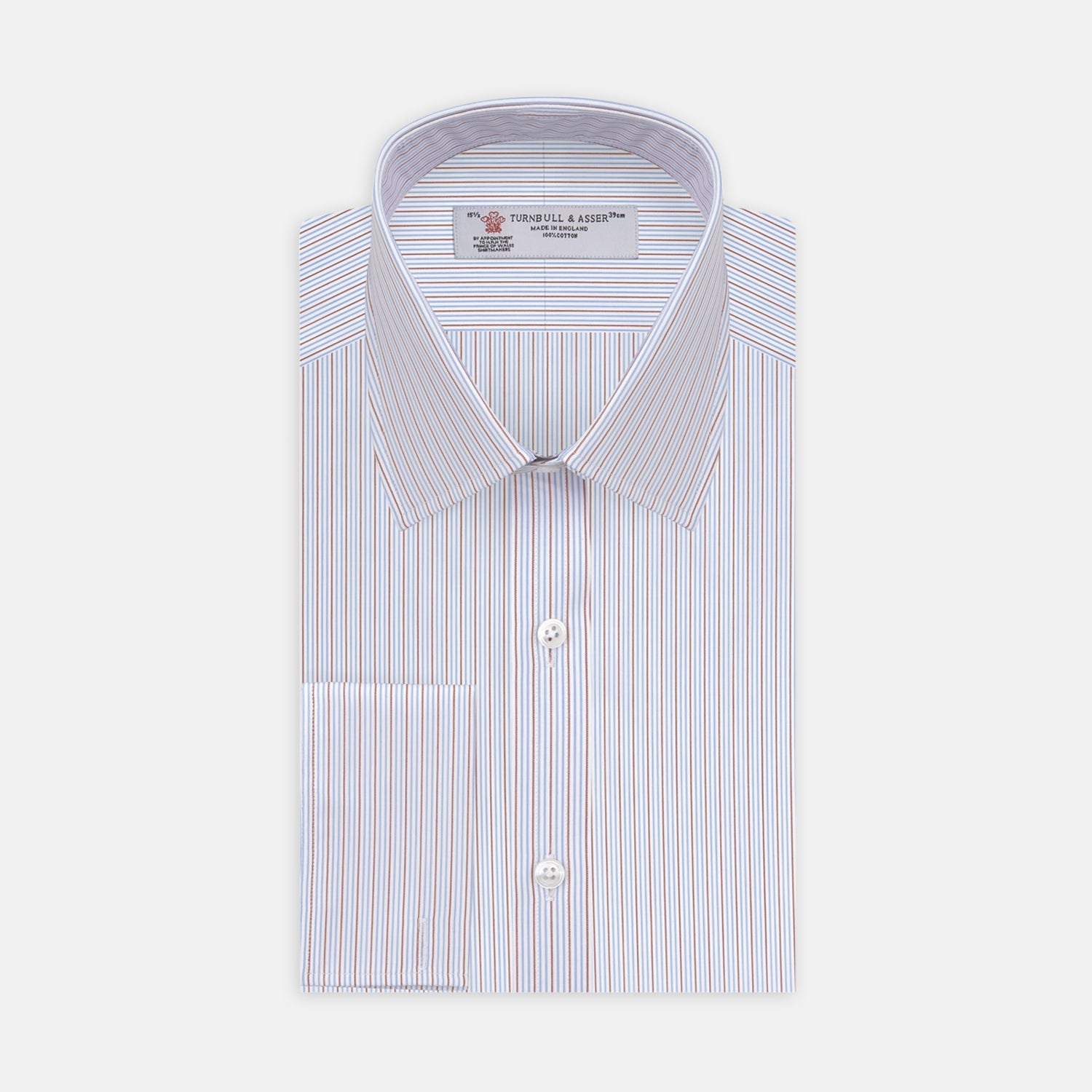 Image 1 of product Red and Navy Supraluxe Stripe Shirt with T&A Collar and Double Cuffs