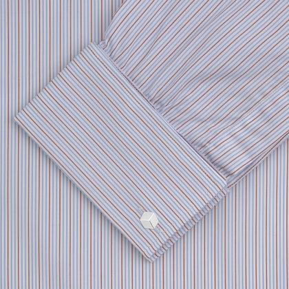 Red and Navy Supraluxe Stripe Shirt with T&A Collar and Double Cuffs