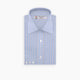Blue and White Bold Check Shirt with T&A Collar and 3-Button Cuffs