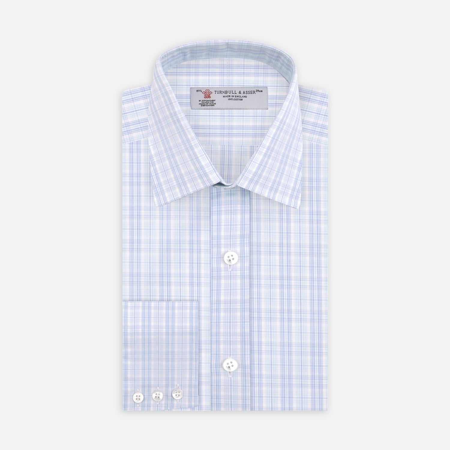 Image 1 of product Blue and Green Business Plaid Check Shirt with Classic T&A Collar and 3-Button Cuffs