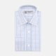 Blue and Green Business Plaid Check Shirt with Classic T&A Collar and 3-Button Cuffs