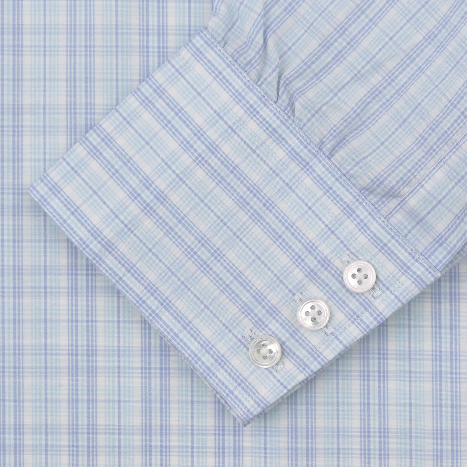 Image 2 of product Blue and Green Business Plaid Check Shirt with Classic T&A Collar and 3-Button Cuffs