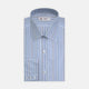 Blue and White Graph Stripe Shirt with T&A Collar and 3-Button Cuffs