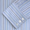 Blue and White Graph Stripe Shirt with T&A Collar and 3-Button Cuffs