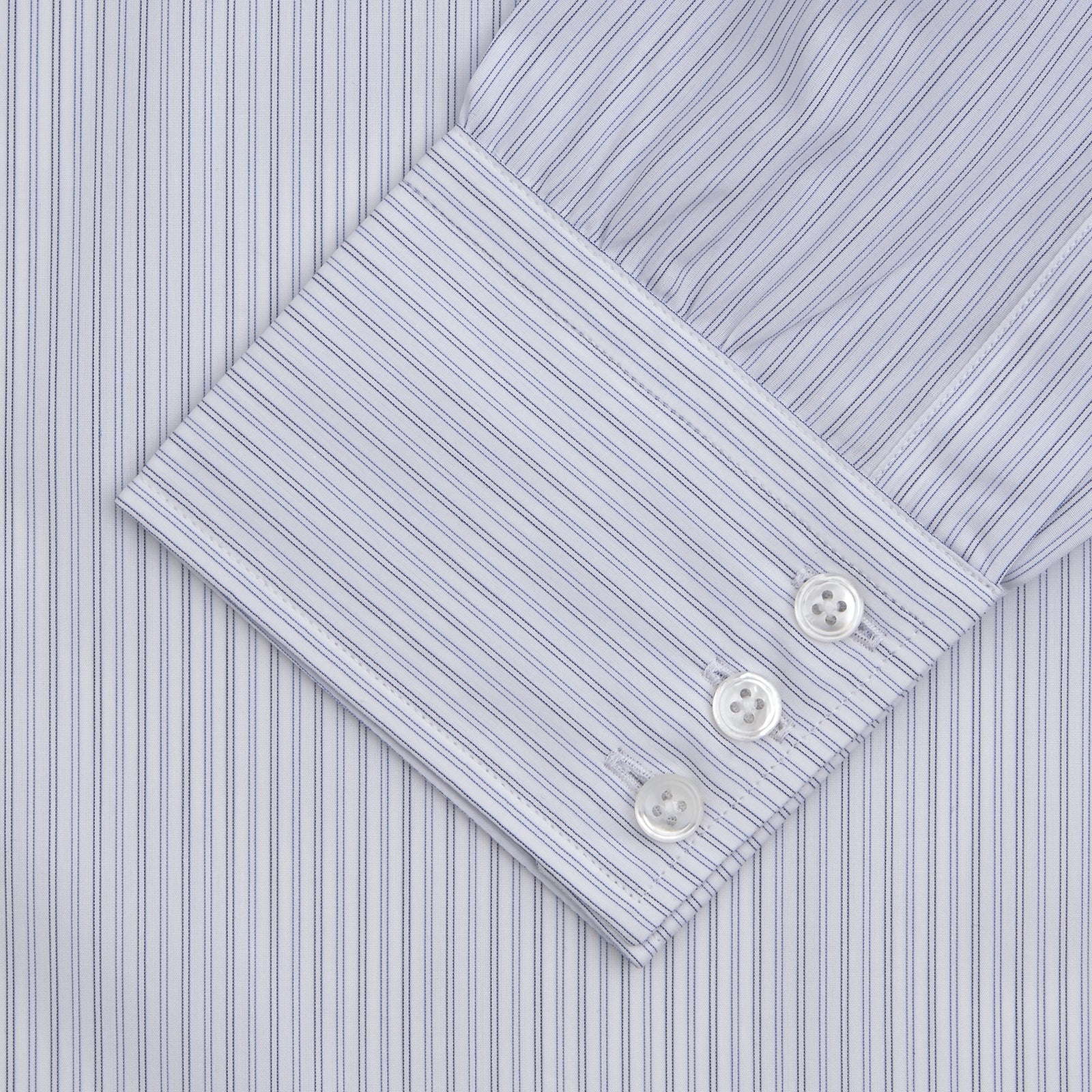 Image 2 of product Light Blue Double Stripe Sea Island Quality Cotton Shirt with T&A Collar and 3-Button Cuffs