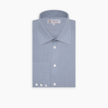 Blue Cashmere Blend Shirt with T&A Collar and 3-Button Cuffs Image 4