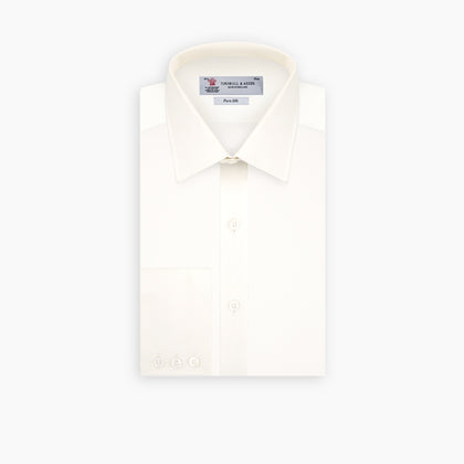 Cream Silk Shirt with T&A Collar and 3-Button Cuffs Image 5