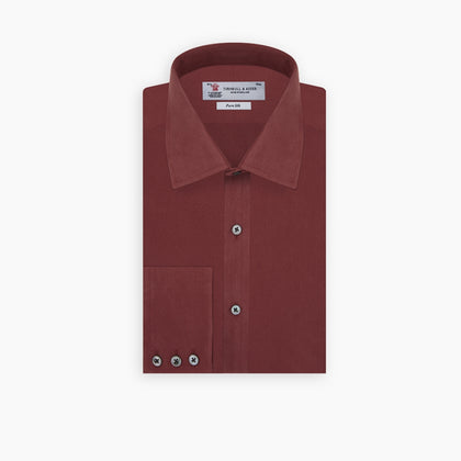 Burgundy Silk Shirt with T&A Collar and 3-Button Cuffs Image 7