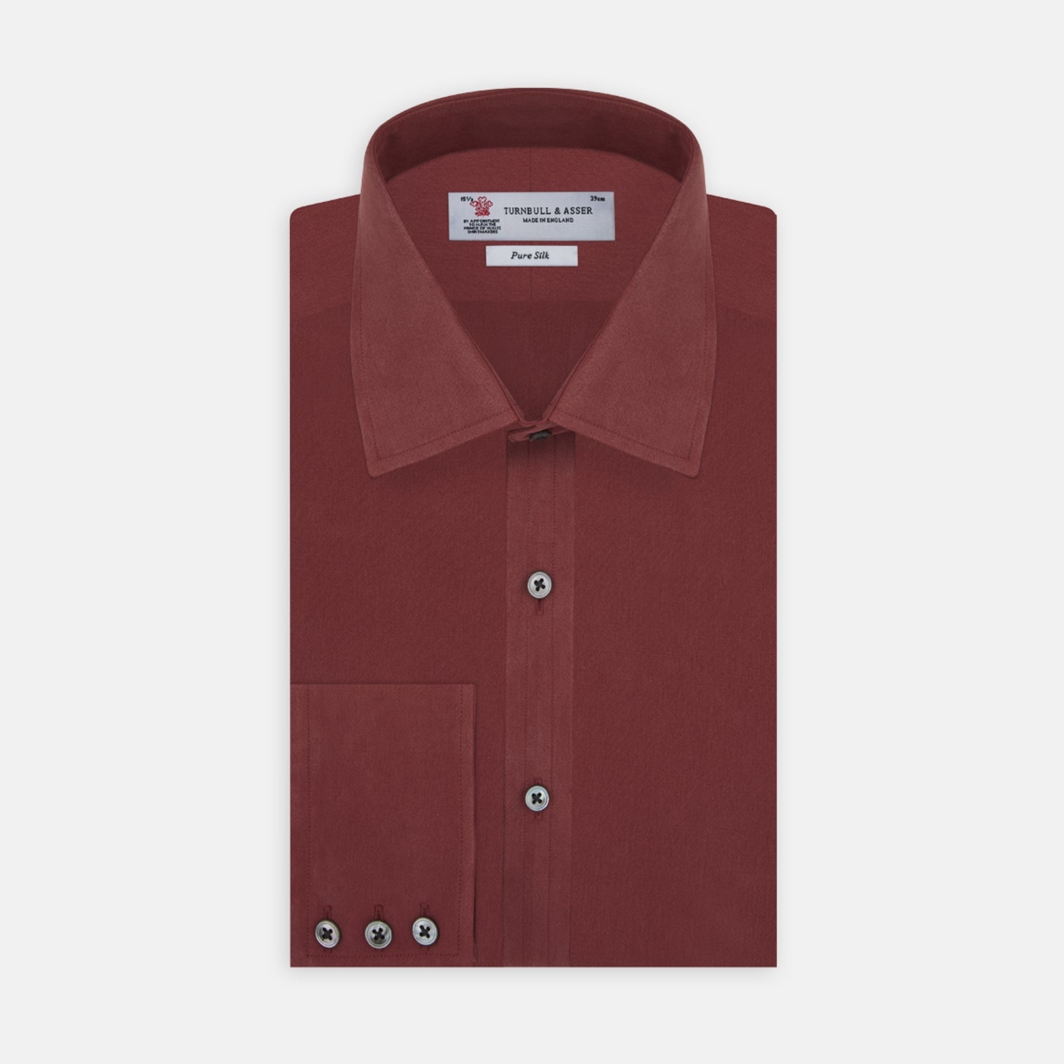 Image 1 of product Burgundy Silk Shirt with T&A Collar and 3-Button Cuffs