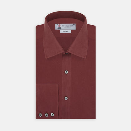 Burgundy Silk Shirt with T&A Collar and 3-Button Cuffs