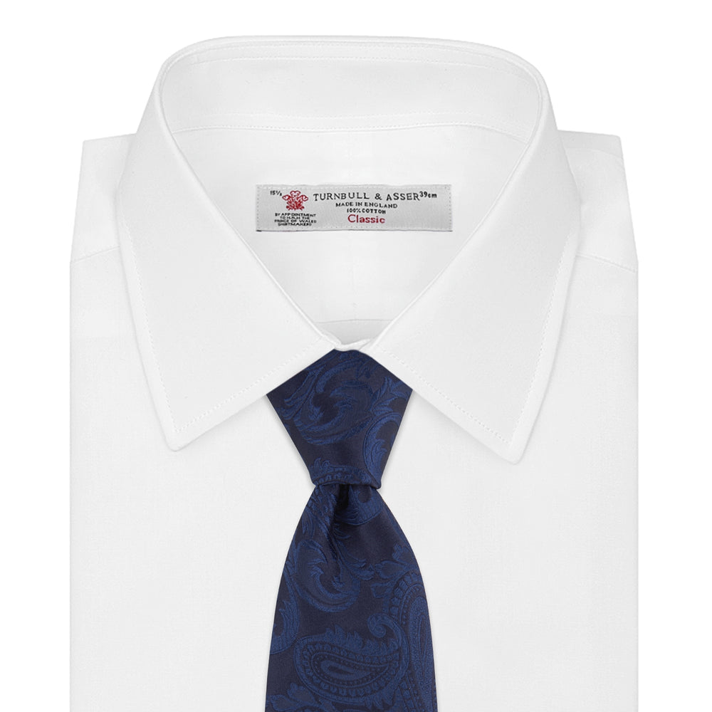Navy Paisley Silk Tie