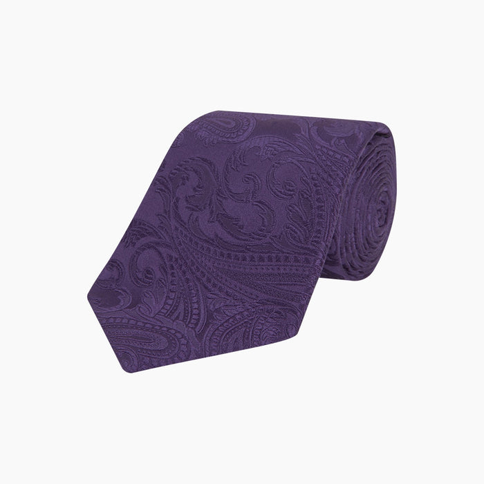 Purple Paisley Silk Tie Image 4