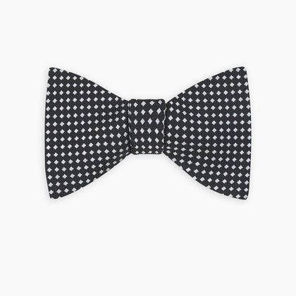 Diamond Black and White Silk Bow Tie Image 4