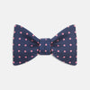 Navy and Pink Spot Silk Bow Tie