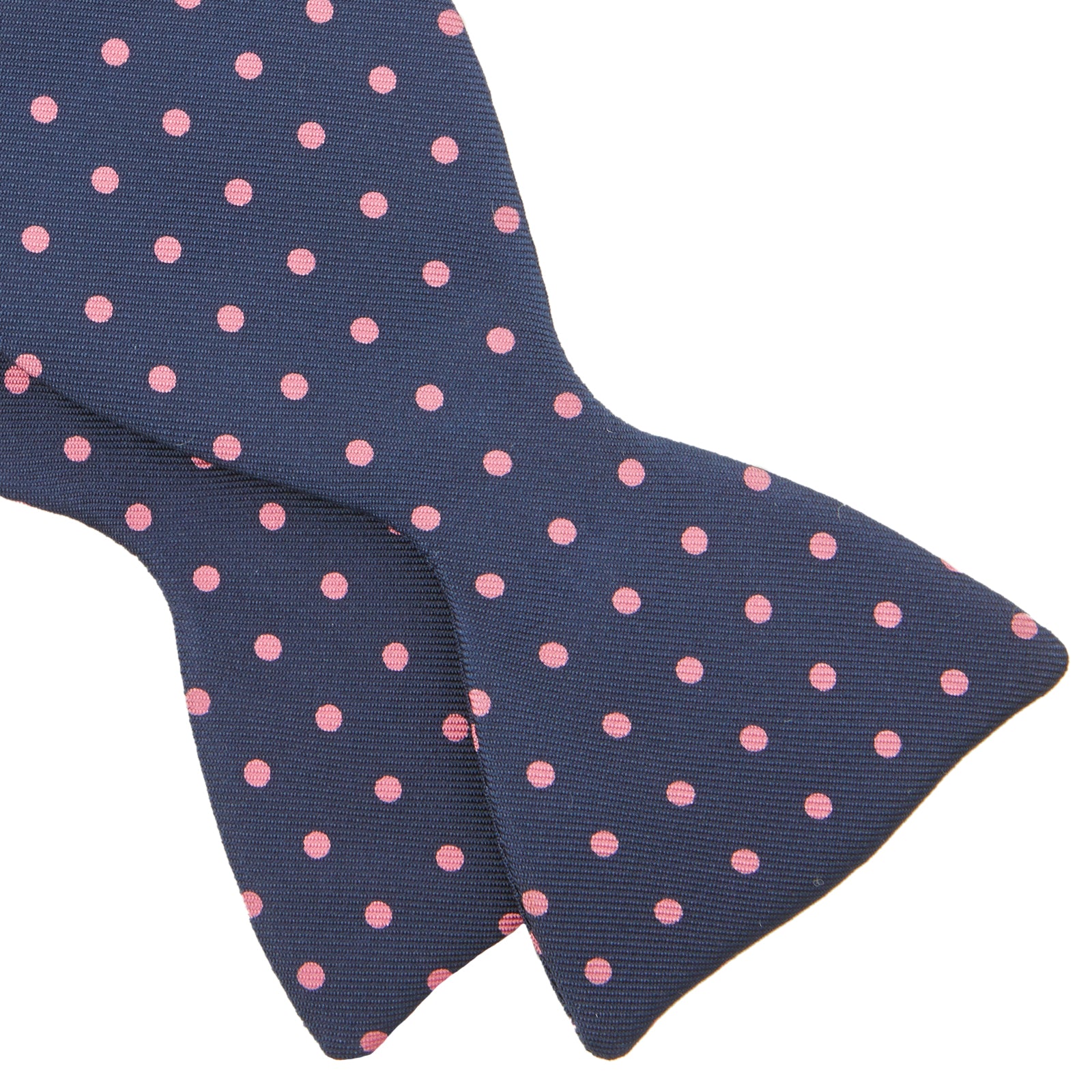 Navy and Pink Spot Silk Bow Tie
