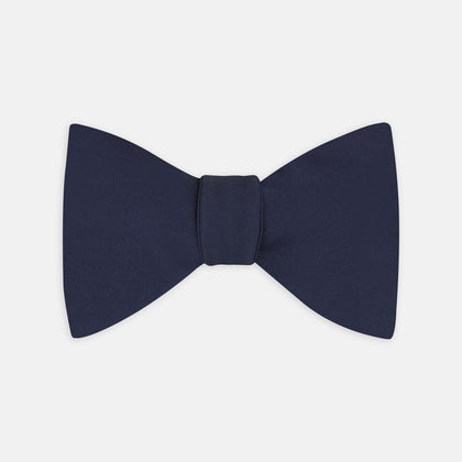 Navy Satin Silk Bow Tie