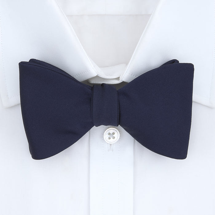 Navy Satin Silk Bow Tie Image 1