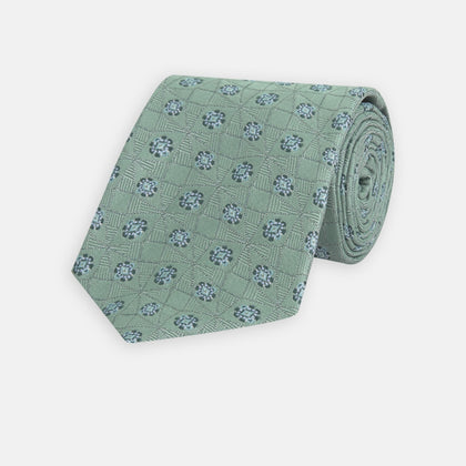 Green Star Flowers Silk Tie Image 4
