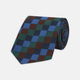 The Turnbull & Asser Navy and Blue Checkerboard Jacquard Wool Tie showcases a stylish checkered pattern, ideal for adding refined autumn tones to your ensemble.