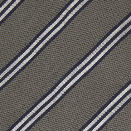Grey Diagonal Stripe Cotton and Silk Tie Image 2