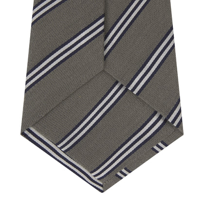 Grey Diagonal Stripe Cotton and Silk Tie Image 3