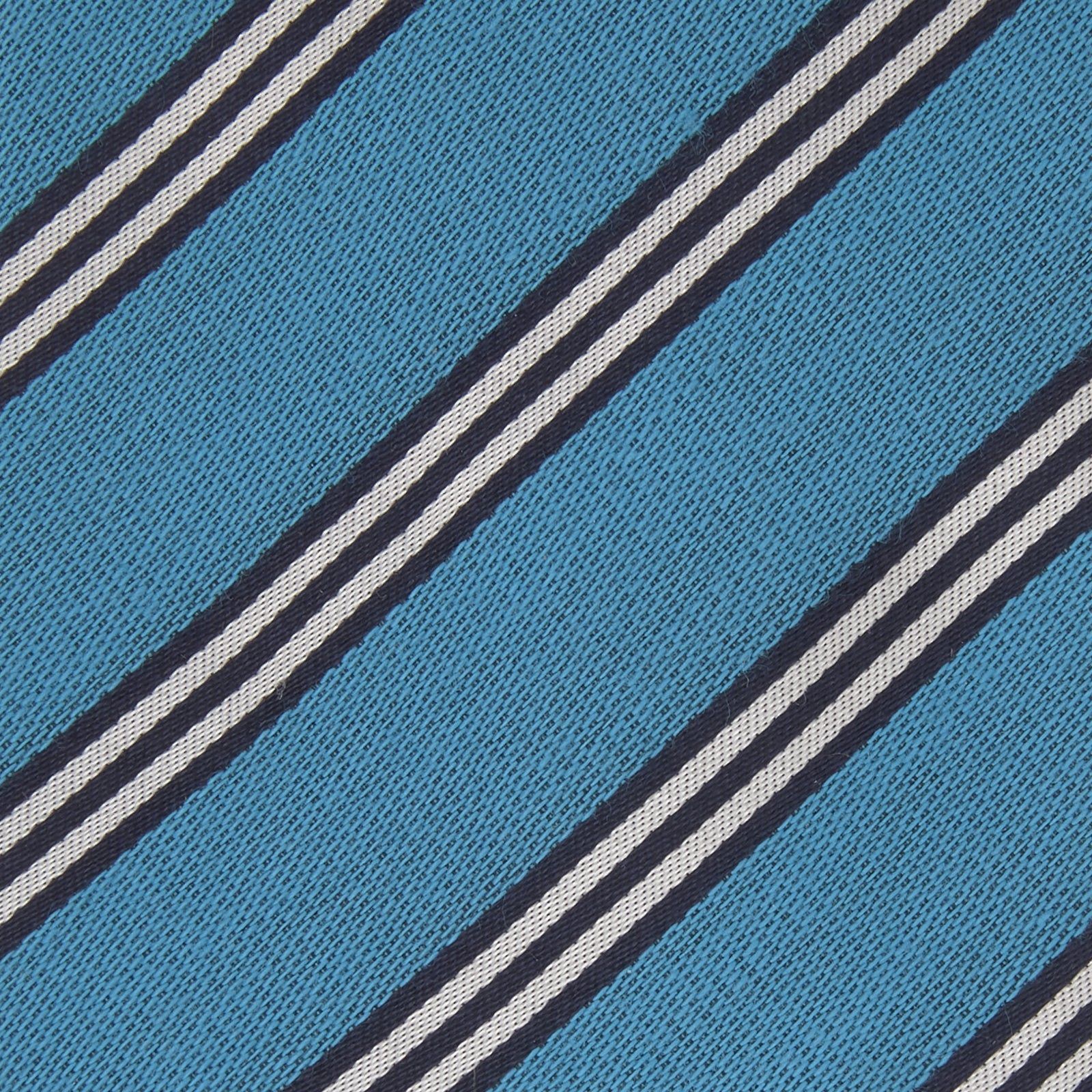 Peacock Blue Diagonal Stripe Cotton and Silk Tie