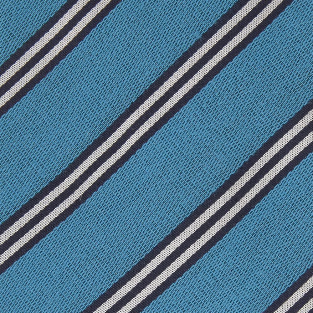 Peacock Blue Diagonal Stripe Cotton and Silk Tie
