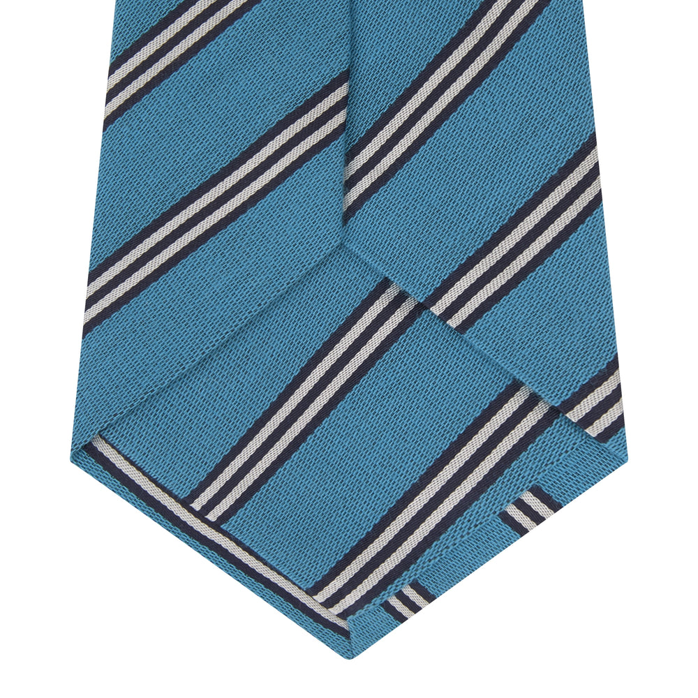 Peacock Blue Diagonal Stripe Cotton and Silk Tie