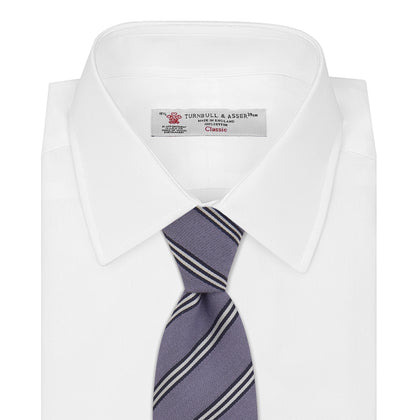 Lilac Diagonal Stripe Cotton and Silk Tie Image 1