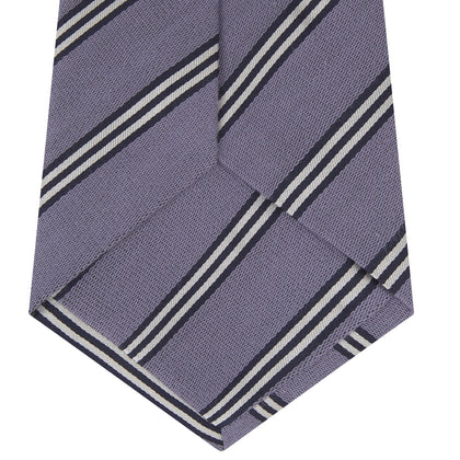 Lilac Diagonal Stripe Cotton and Silk Tie Image 3