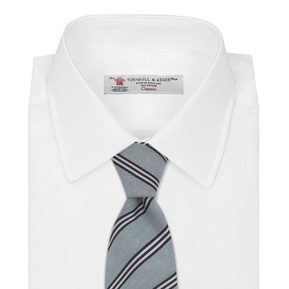 Powder Blue Diagonal Stripe Cotton and Silk Tie