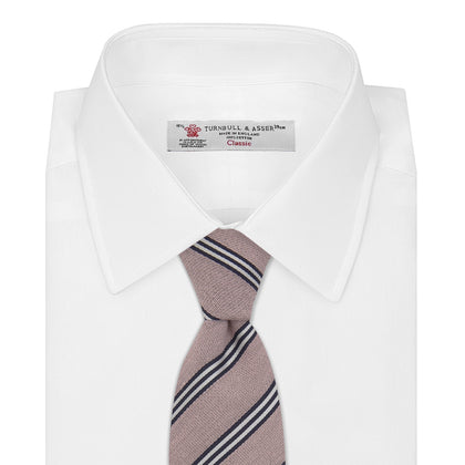 Pastel Pink Diagonal Stripe Cotton and Silk Tie