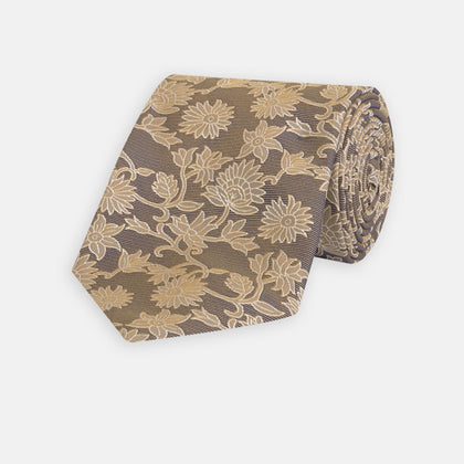 Copper Floral Occasion Silk Tie Image 4