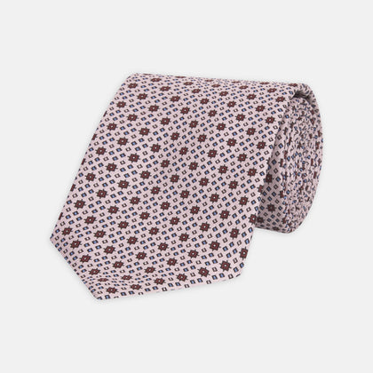 Pastel Pink Geometric Silk Tie