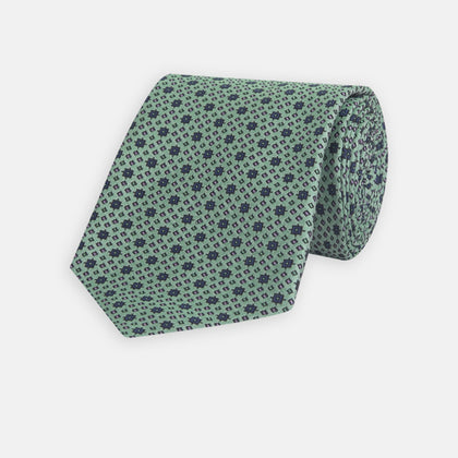 Leaf Green Geometric Silk Tie Image 4