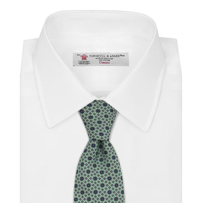 Leaf Green Geometric Silk Tie