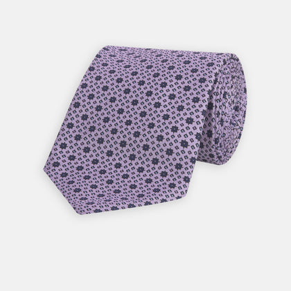 Lilac Geometric Silk Tie Image 4