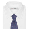 View 2 of product The Turnbull & Asser Purple Carp Silk Tie, woven in England, features blue koi fish and swirling patterns on purple silk and is shown against a plain white background.