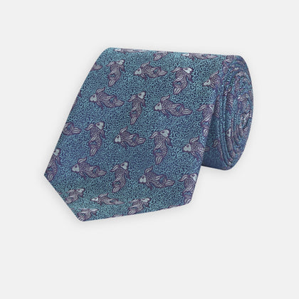 Turquoise Carp Silk Tie Image 4