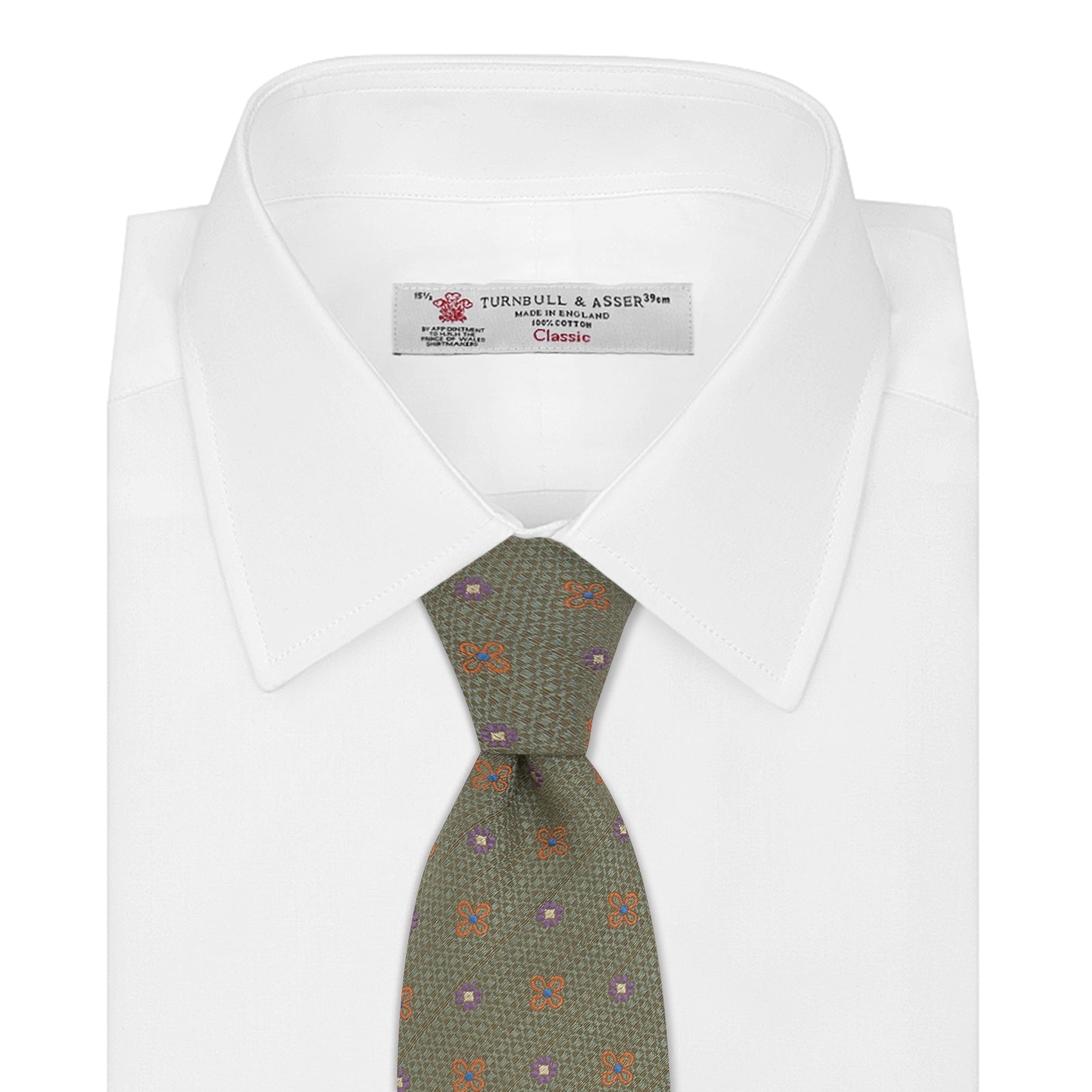 Pistachio Green Floral Silk and Linen Blend Tie