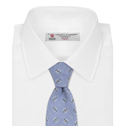 Sky Blue Star Flowers Silk Tie