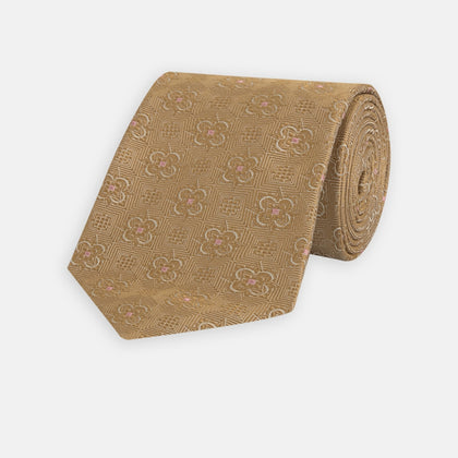 Gold Flower Mosaic Silk Tie Image 4