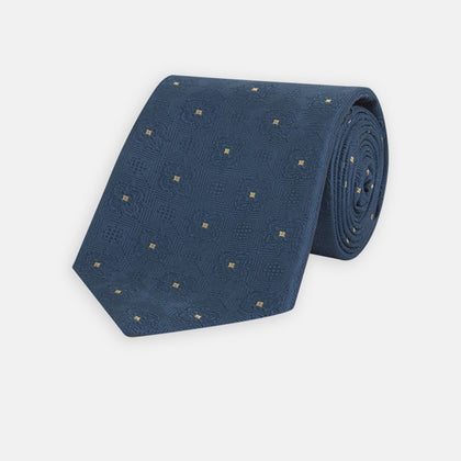 Deep Turquoise Flower Mosaic Silk Tie Image 4