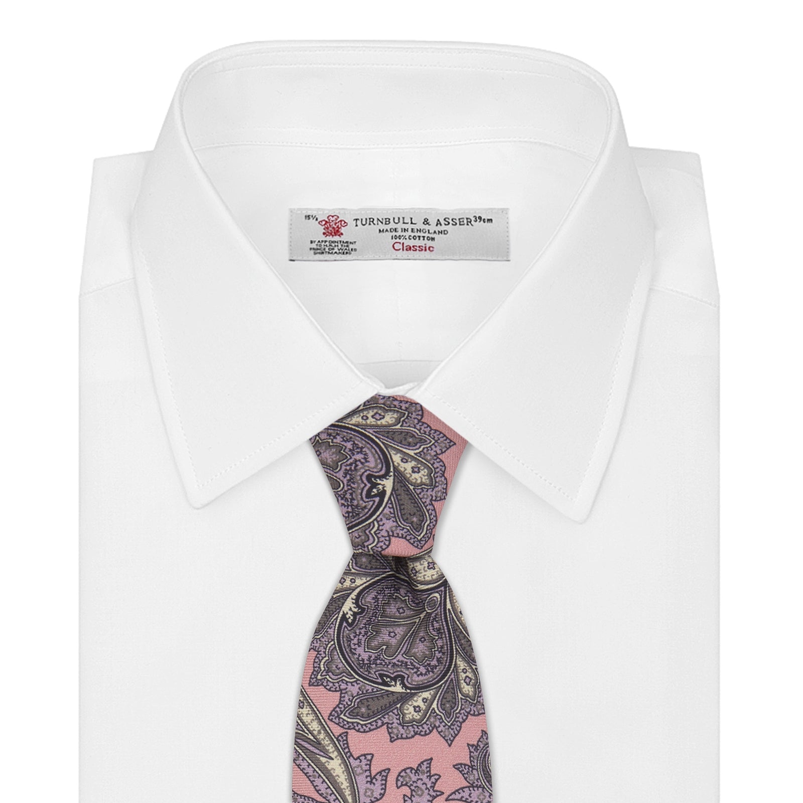 Pink Large Paisley Printed Silk Tie