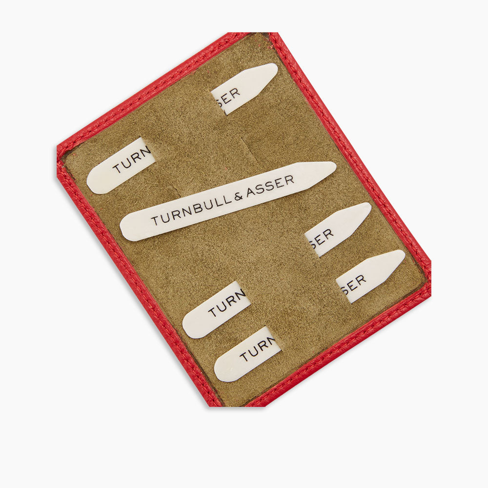 Image 1 of product Bone Collar Stays in Red Leather Lined Olive Suede Tray