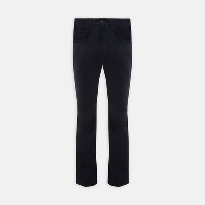 Navy Cotton Cashmere Corduroy 5-Pocket Trousers