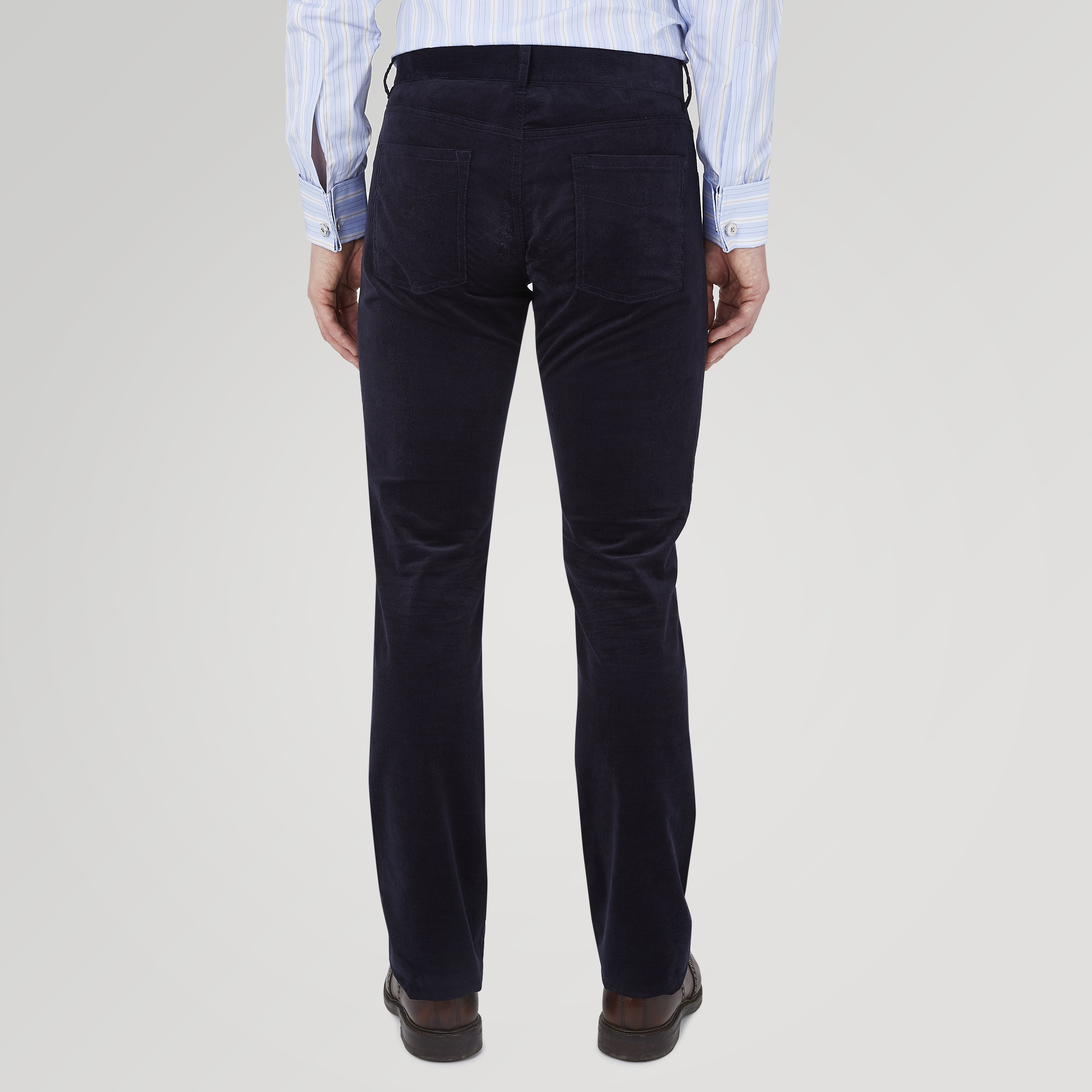 Image 3 of product Navy Cotton Cashmere Corduroy 5-Pocket Trousers