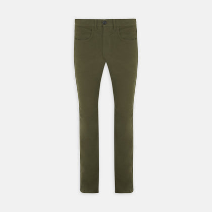 Hanley Dark Olive Moleskin 5-Pocket Trousers