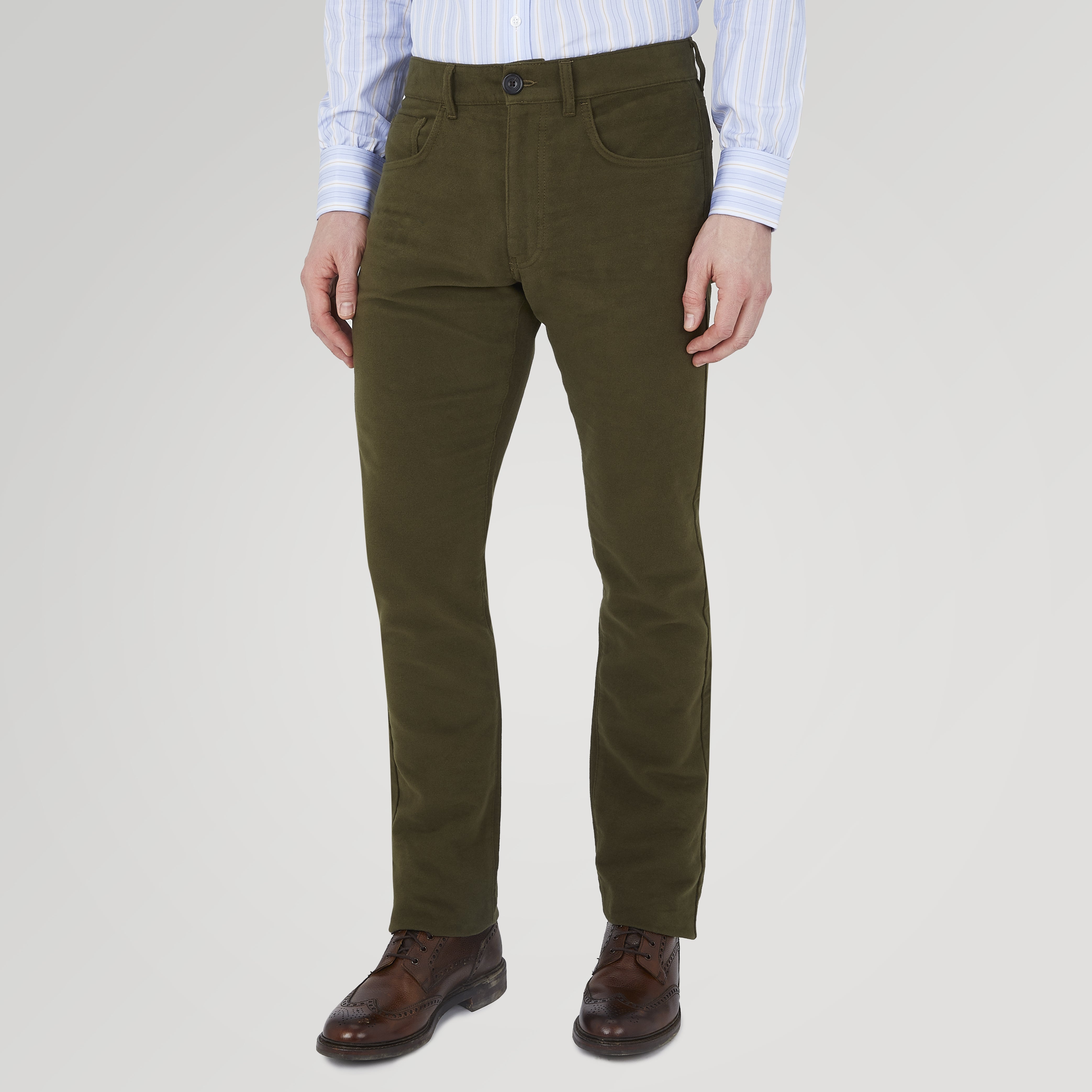 Image 2 of product Hanley Dark Olive Moleskin 5-Pocket Trousers